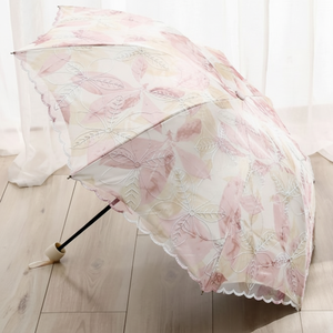 Parasole per protezione solare con foglie ricamate in pizzo con ombrelli e basi - Product Image 1