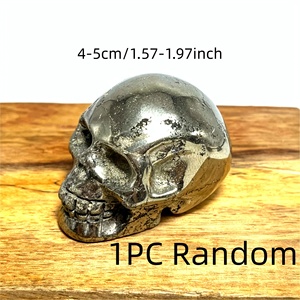 Figuras de Calaveras de Pirita Talladas a Mano, Calaveras de Cristal Natural, Decoración Feng Shui, Colección, Decoración del Hogar - Product Image 5