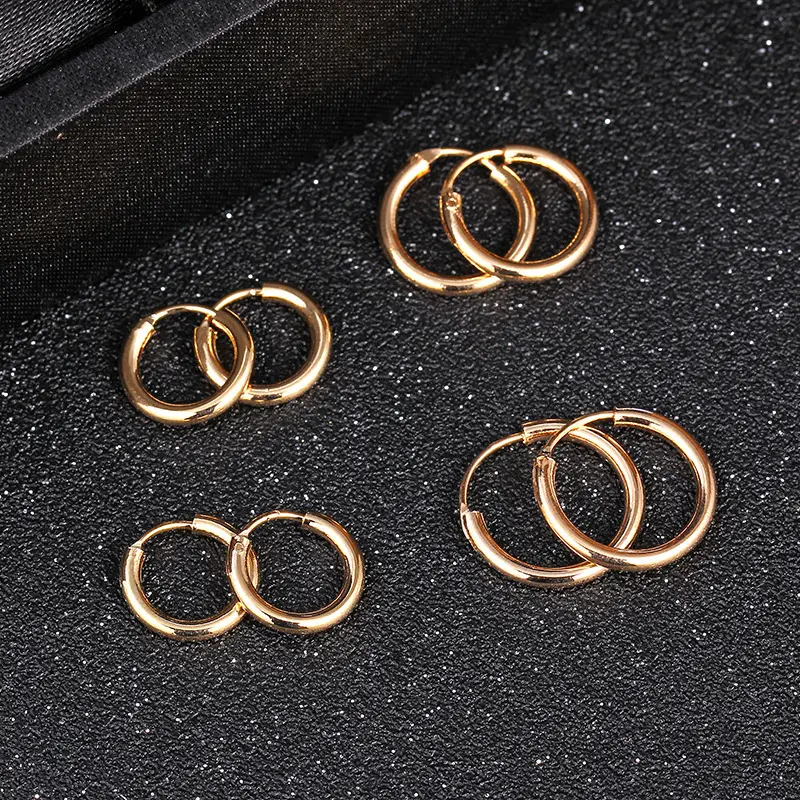 4 Pair/Set Fashion Women Girl Simple Round Circle Small Ear Stud Earring Punk Hip-hop Earrings Jewelry 4 Size