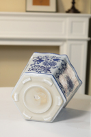 Pot de fleurs en céramique de luxe écologique peint à la main avec motif floral bleu et blanc pour la décoration intérieure
