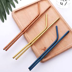 Mesin pencuci piring aman 304 sedotan logam warna baja tahan karat Set 10 pak aksesoris Bar untuk minum sedotan kopi - Product Image 3