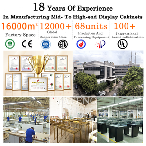 ضوء LED ، عرض مشرق اللون الطبيعي MDF عرض خفف من الزجاج معدن الألمنيوم الخشب الرقائقي لمتاجر التجزئة - Product Image 3