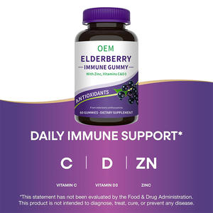 Fabricante de Gomitas de Saúco |   OEM/Marca Privada |   Vitamina <span class=keywords><strong>C</strong></span>, D3 y Zinc |   Extracto de Bayas de Saúco Negro Estandarizado |   60 Gomitas |   GMP - Product Image 3