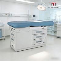 Lit d'accouchement électrique réglable Hochey Medical avec tiroirs, mobilier hospitalier, table d'examen gynécologique