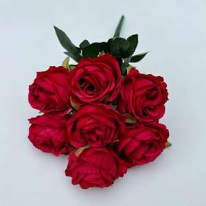 Di alta qualità 7 teste fiore bianco cespuglio rosa Bouquet fiori artificiali per la vendita - Product Image 4