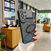 Funda Magnética para Teléfono con Orificios de Disipación de Calor Mate 2026 para Samsung S26 S24 S25 Ultra con Anillo Metálico y Soporte, Carcasa Rígida Antigolpes