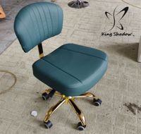 Siège et dossier en cuir PU confortables et stables réglables en hauteur chaise de tabouret de vanité en métal avec roues