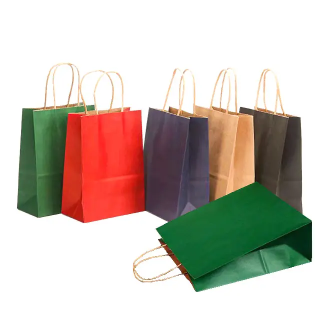 紙袋卸売カスタムプリントロゴギフトクラフト紙袋靴衣類包装リサイクル可能なショッピングバッグロープハンドル付き
