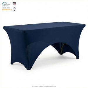 Elegante Cubierta de Mesa Redonda de Spandex Azul Marino de 90 Pulgadas, Ajustable, Impermeable y Ecológica para Cenas Elegantes - Product Image 1