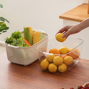 Panier de lavage de légumes double couche en PP, passoire d'évier de cuisine, égouttoir à fruits et légumes avec poignées - Product Image 5