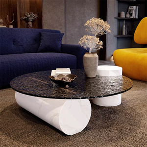 Minimaliste créatif nouvelle peinture <span class=keywords><strong>verre</strong></span> dessus marbre <span class=keywords><strong>Table</strong></span> jambe <span class=keywords><strong>Table</strong></span> basse concepteur petit salon ovale <span class=keywords><strong>verre</strong></span> trempé <span class=keywords><strong>Table</strong></span> à thé - Product Image 5