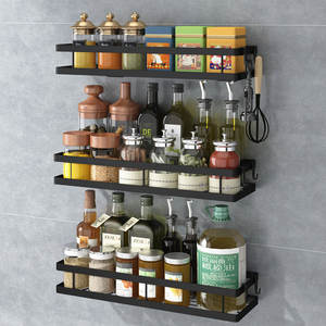 Étagère à épices murale à 3 niveaux, sans perçage, pour rangement de cuisine, organisateur de condiments, finition thermolaquée - Product Image 1