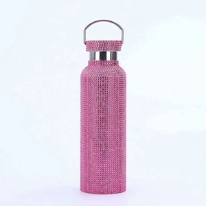 Glam Stainless Steel Vacuum Water <b>Bottle</b> With Glitter Finish Pink Gold Silver Travel Flask 24H Insulation - Product Image 4