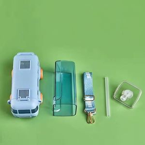 Botella de Agua Portátil, Linda y Creativa, con Forma de Autobús Escolar, Minimalista, de Plástico Libre de BPA, de 500 ml, de Doble Pared, con Pajita, para Niños y Estudiantes - Product Image 3
