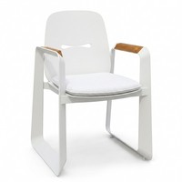 Ensemble de salle à manger d'extérieur pour 6 personnes, table en aluminium et pierre frittée 7 pièces et 6 chaises, ensemble résistant à l'eau, au soleil et à la rouille pour bord de piscine