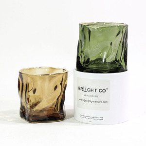 Bicchiere da whisky/bar in <span class=keywords><strong>vetro</strong></span> ambrato verde ondulato irregolare da 8oz, di lusso, per bomboniere e regali di nozze - Product Image 3