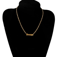 Hongtong acier inoxydable et plaqué or 18 carats nom du zodiaque NK Figaro chaîne colliers à la mode signe du zodiaque pendentif pour unisexe pour les femmes