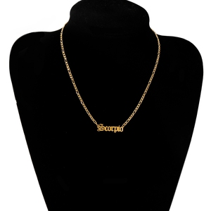 Hongtong acier inoxydable et plaqué or 18 carats nom du <span class=keywords><strong>zodiaque</strong></span> NK Figaro chaîne colliers à la mode signe du <span class=keywords><strong>zodiaque</strong></span> pendentif pour unisexe pour les femmes - Product Image 2