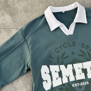 Camiseta de Manga Larga de Estilo Urbano, Tejido French Terry Grueso, Diseño Cuadrado, Camiseta Térmica con Estampado, Polo Oversize para Hombre - Product Image 3