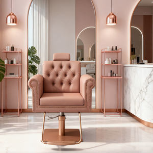 Sillón de Barbería Estilo Francés, Silla de Salón de Metal Dorado, Muebles de Salón, Silla de Peluquería Hidráulica Reclinable - Product Image 4