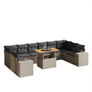 Ensemble de canapés de jardin en rotin gris modulaire, mobilier d'extérieur, 10 places, design contemporain - Product Image 1