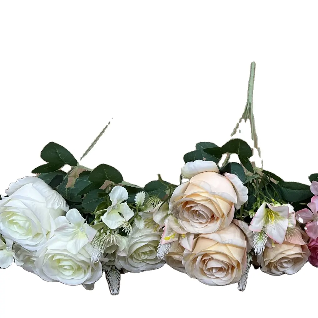 Venda quente 7 Cabeças/Bunch Artificial Rose Bouquet Noiva Segurando Flores Casamento Arranjo Floral Acessórios