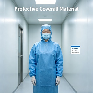 Wholesale Breathable Raw Material <b>Blue</b> SMS Nonwoven Fabric <b>Roll</b> for Surgical Protective Isolation Clothing - Product Image 3