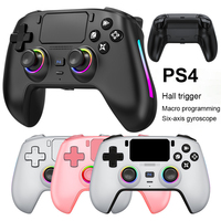 Manette sans fil pour console PS4 avec plaque frontale magnétique, déclencheur Hall, joystick, programmation macro, détection de mouvement six axes et éclairage RGB pour le jeu