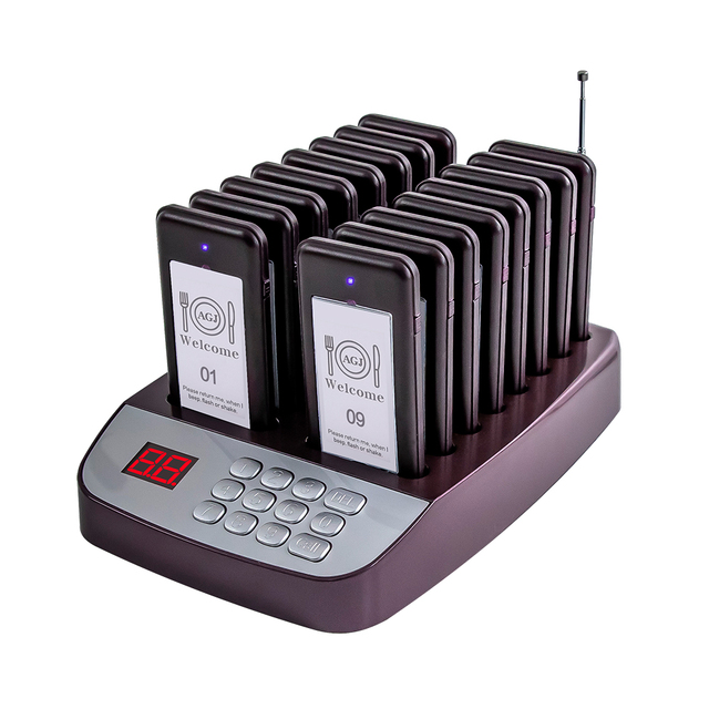 Wireless Restaurant Buzzer Pager 16 Buzzers Wireless Paging Guest Calling System for Cafe Dessert Shop Church Food Truck / Court