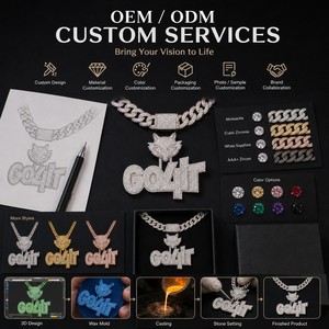 Maßgefertigte Iced-Out Panther-Buchstaben-Anhänger-Halskette Hip-Hop Kubikzirkonia Messing-Schmuckset für Damen und Herren - Product Image 5