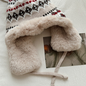 Automne et hiver nouveau Style ethnique tricoté Lei Feng chapeau petit visage et oreille Protection coton chapeau - Product Image 5