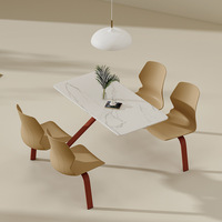 Ensemble de table et de chaises de salle à manger en plastique au design minimaliste moderne, 4 places, pour cafétéria, restaurant, école