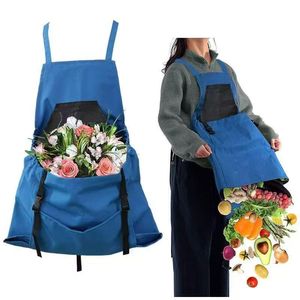 Delantal Blue Harvest con bolsillos grandes para jardinería y recolección de flores - Product Image 1