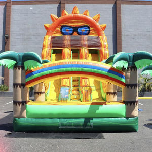 Château gonflable à thème soleil <span class=keywords><strong>avec</strong></span> <span class=keywords><strong>piscine</strong></span>, toboggan double, toboggan aquatique gonflable pour les fêtes d'enfants en plein air, location - Product Image 1
