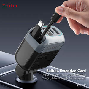 Cargador de Coche Retráctil 2 en 1 Más Vendido de Earldom con Cable, Adaptador de Coche de Carga Rápida USB C Tipo C de 65 W para iPhone y Samsung - Product Image 3
