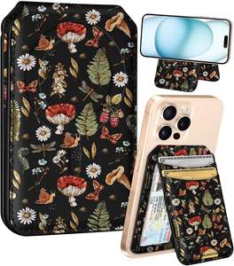 Portefeuille de téléphone magnétique en PU fin avec blocage RFID, compatible MagSafe, support de téléphone réglable, <span class=keywords><strong>porte</strong></span>-cartes de marque de créateur - Product Image 1