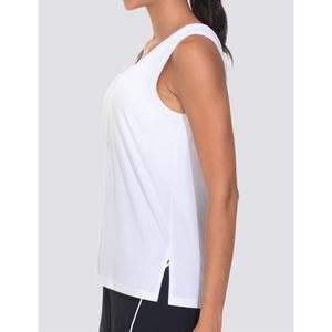 FOXA Camiseta sin mangas con cuello en V para mujer, elástica, holgada, de secado rápido, para yoga, con abertura lateral - Product Image 5