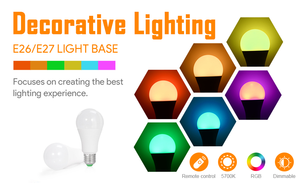 <span class=keywords><strong>Ampoule</strong></span> LED intelligente WIFI A19 en plastique 9W E27 36V Résidentielle Télécommande Dimmable Certifiée CE Température de <span class=keywords><strong>couleur</strong></span> RVB - Product Image 5
