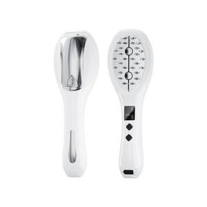 Peigne de massage électrique pour le cuir chevelu anti-chute de <span class=keywords><strong>cheveux</strong></span> 2024, vibration, lumière LED bleue et rouge, applicateur de spray, peigne de massage électrique pour le cuir chevelu - Product Image 1