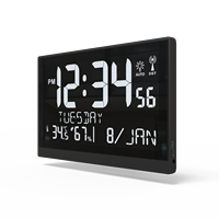 Jam dinding LED Digital, pembacaan temperatur & kelembaban Logo ABS CE layar LCD Modern dapat disesuaikan dengan dalam ruangan ukuran besar