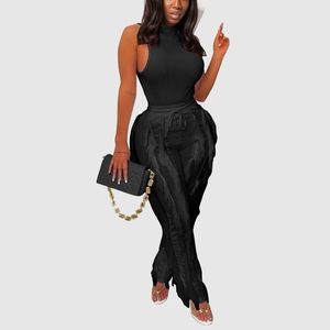 ชุดเซ็ตสองชิ้นสีพื้นคุณภาพสูงประดับพู่สำหรับฤดูร้อน แฟชั่นผู้หญิง - Product Image 4