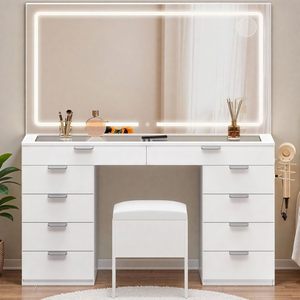 Bedroom Classic <strong>Dressing</strong> <strong>Table</strong> <strong>with</strong> LED <strong>Mirror</strong> Modern Standing Vanity <strong>Dressing</strong> <strong>Table</strong> <strong>with</strong> <strong>Lights</strong> for Bedroom and Apartment Use - Product Image 1