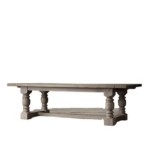 Home Furniture Hotel Antique Restaurant Solid Oak Wood Bench Rectangle Dining Table