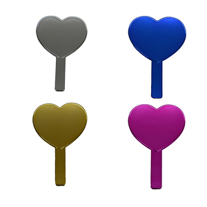 Hot Bán Bạc <span class=keywords><strong>Chrome</strong></span> Cầm Tay Trang Điểm Gương Với Mạ Điện Xử Lý Hình Trái Tim Nhỏ Mỹ Phẩm Gương - Product Image 3