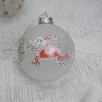 Boule de Noël vintage en verre soufflé givré avec paillettes dorées pour décorations de Noël