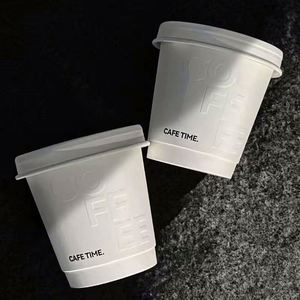 Vasos de Café Desechables de Papel Kraft Biodegradable Blanco de Doble Capa con Tapa y Logotipo Personalizado de 8oz, 12oz, 16oz y 10oz - Product Image 4