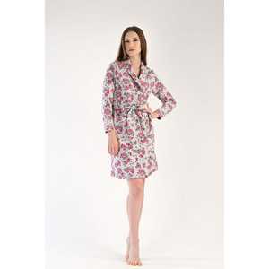Robe courte matelassée à col châle et manches longues pour femme – Vêtement de nuit confortable - Product Image 3
