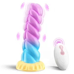 Wiederaufladbarer Ferngesteuerter Einhorn-Dildo <span class=keywords><strong>Vibrator</strong></span> mit Saugnapf Spiralförmiges Silikon Buntes Sexspielzeug für Frauen G-Punkt-Masturbation - Product Image 1