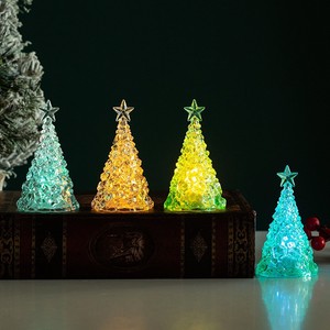Mini Christmas <b>Tree</b> Decorations Transparent Crystal Night <b>Lights</b> <b>Led</b> Glowing Ornament For Christmas Decoration Props - Product Image 4