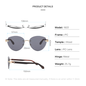 CONCHEN Wholesale China Manufacturer Fashion Rimless Sun <strong>Glasses</strong> Custom Engrave Logo <strong>Large</strong> Wooden Handmade Sunglasses with Box - Product Image 6
